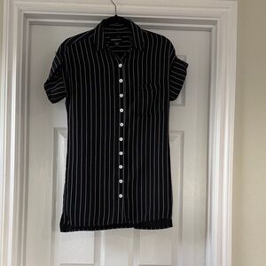 Fifteen Twenty Black and White Striped Casual Shirt Dress